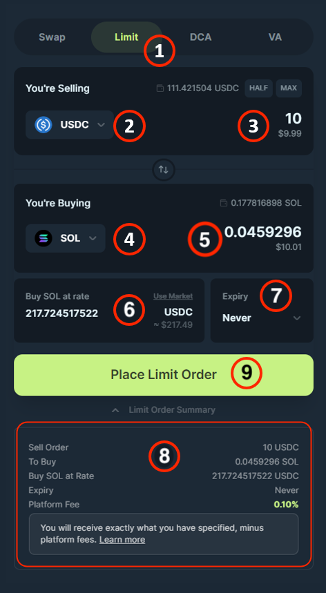 Limit Order Form